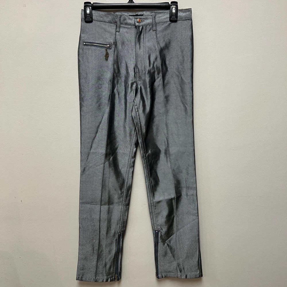 NWT Phat Farm Jeans Vintage Y2K 90s Womens 14 Shiny Metallic Platinum